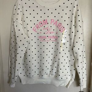 Zoe + Liv White Polka Dot Top